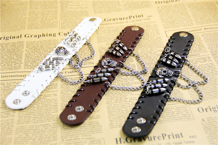 from AliExpress European and American Ornament Retro Punk Bullet Skull Chain Bracelet Cattle Leather Bracelet from AliExpress European and American Ornament Retro Punk Bullet Skull Chain Bracelet Cattle Leather Bracelet