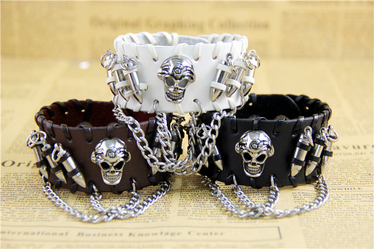 from AliExpress European and American Ornament Retro Punk Bullet Skull Chain Bracelet Cattle Leather Bracelet from AliExpress European and American Ornament Retro Punk Bullet Skull Chain Bracelet Cattle Leather Bracelet