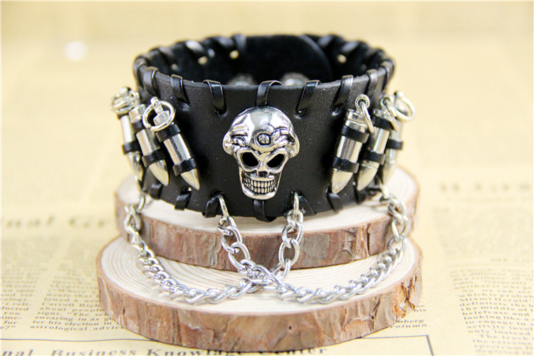 from AliExpress European and American Ornament Retro Punk Bullet Skull Chain Bracelet Cattle Leather Bracelet from AliExpress European and American Ornament Retro Punk Bullet Skull Chain Bracelet Cattle Leather Bracelet