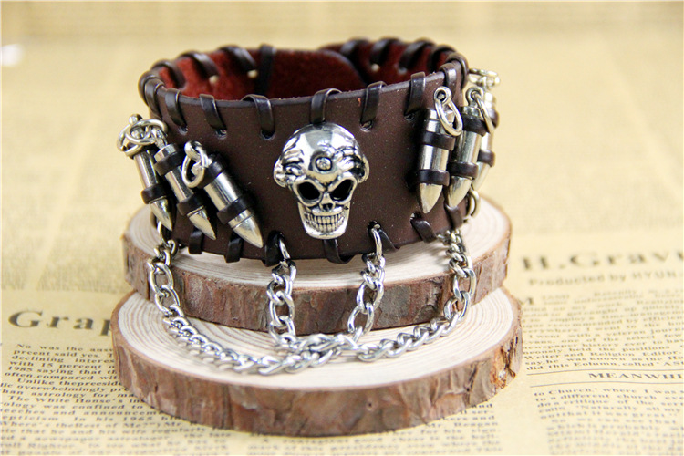 from AliExpress European and American Ornament Retro Punk Bullet Skull Chain Bracelet Cattle Leather Bracelet from AliExpress European and American Ornament Retro Punk Bullet Skull Chain Bracelet Cattle Leather Bracelet