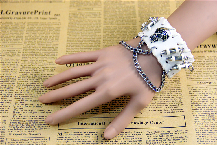 from AliExpress European and American Ornament Retro Punk Bullet Skull Chain Bracelet Cattle Leather Bracelet from AliExpress European and American Ornament Retro Punk Bullet Skull Chain Bracelet Cattle Leather Bracelet