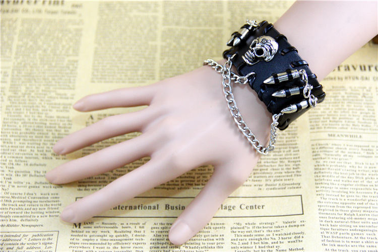from AliExpress European and American Ornament Retro Punk Bullet Skull Chain Bracelet Cattle Leather Bracelet from AliExpress European and American Ornament Retro Punk Bullet Skull Chain Bracelet Cattle Leather Bracelet