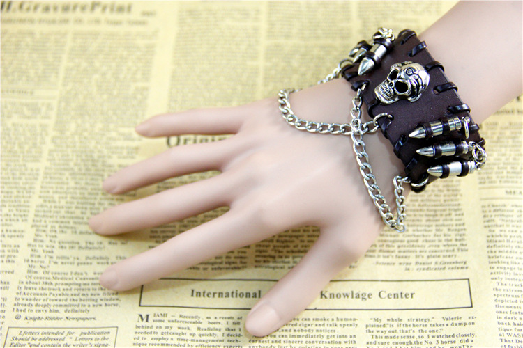 from AliExpress European and American Ornament Retro Punk Bullet Skull Chain Bracelet Cattle Leather Bracelet from AliExpress European and American Ornament Retro Punk Bullet Skull Chain Bracelet Cattle Leather Bracelet