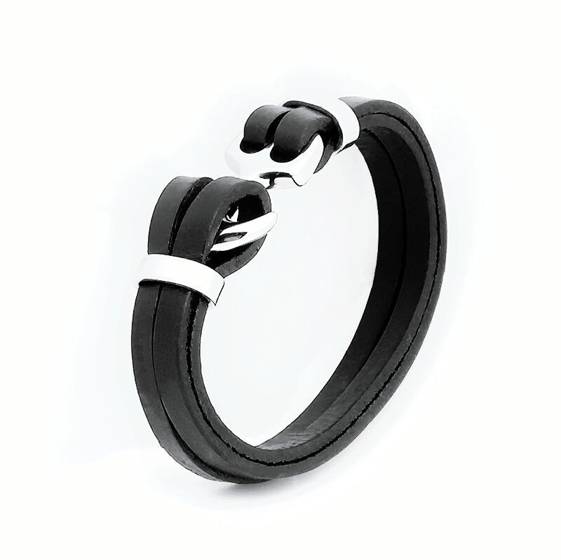 Stainless Steel Bracelet Wholesale European and American Vintage Bracelet Skull Leather Woven Bracelet Leather Bracelet Ornament Factory