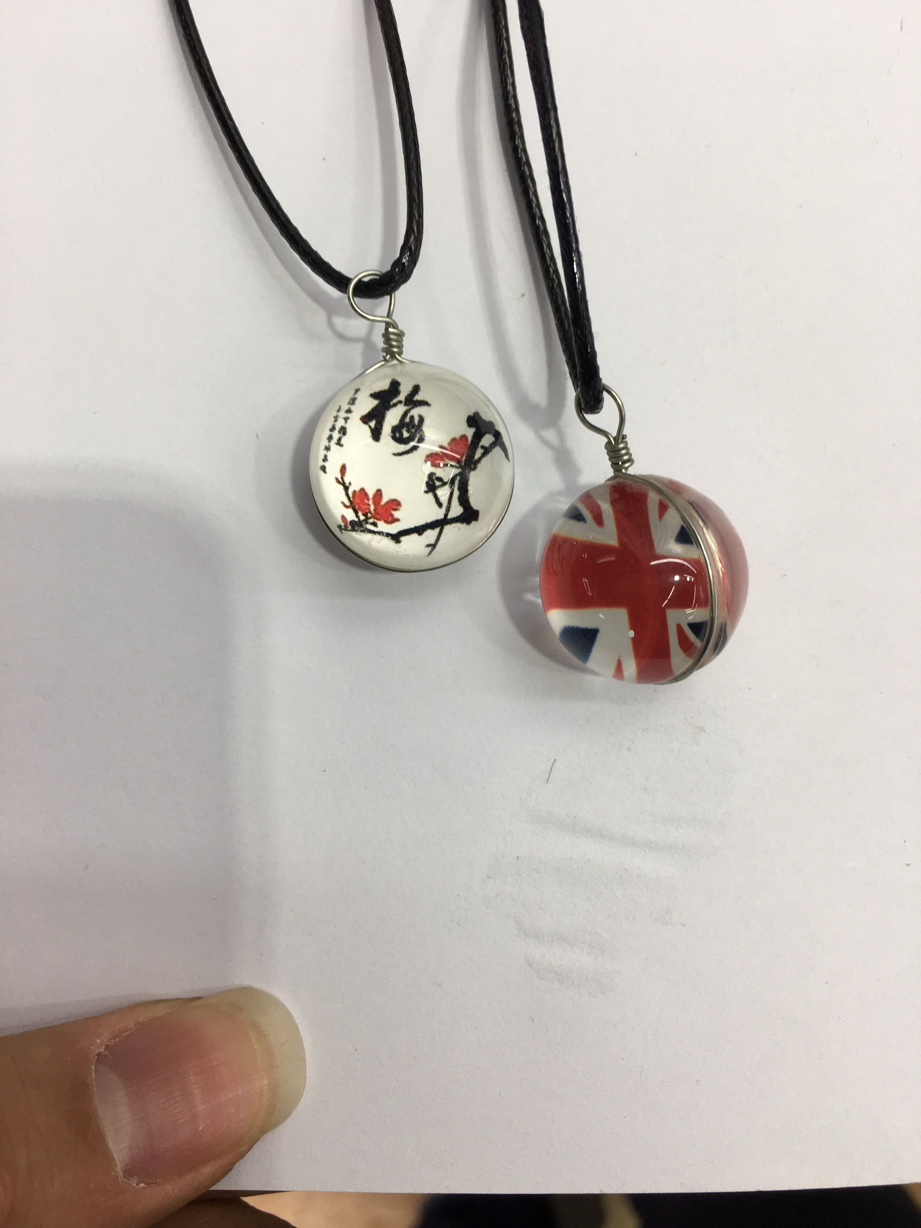 Vintage glass map time gem necklace pendant
