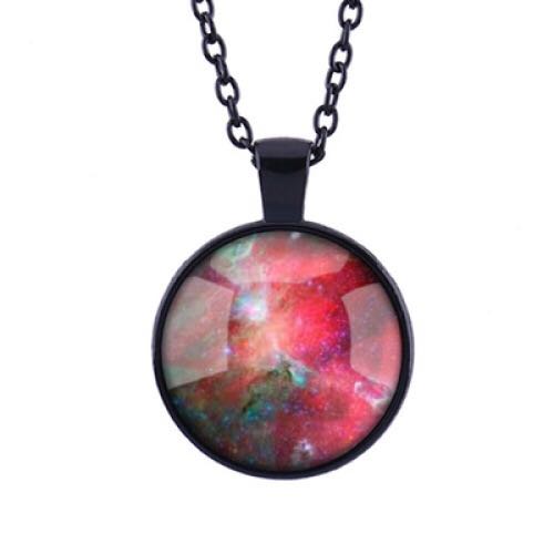 Vintage glass map time gem necklace pendant