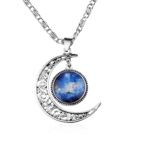 Vintage glass map time gem necklace pendant