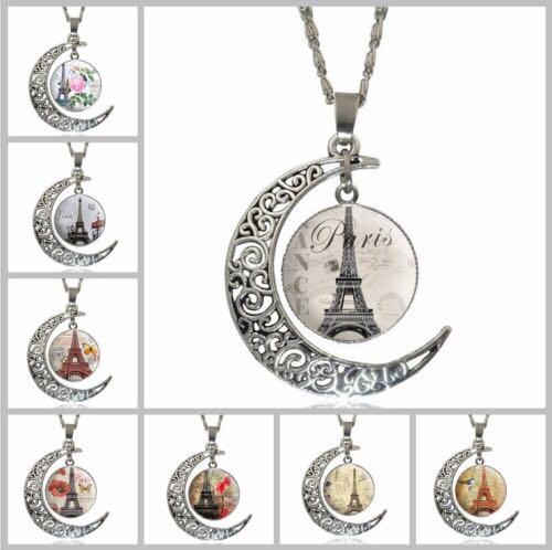 Vintage glass map time gem necklace pendant