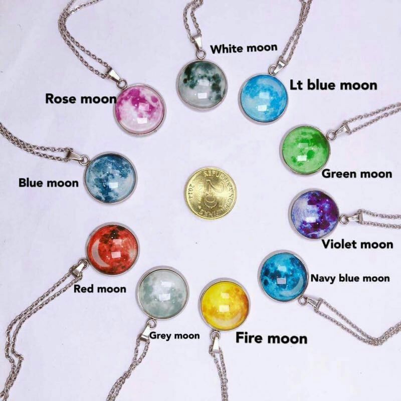 Stardust universe glass time gem Christmas sky luminous stainless steel pendant necklace