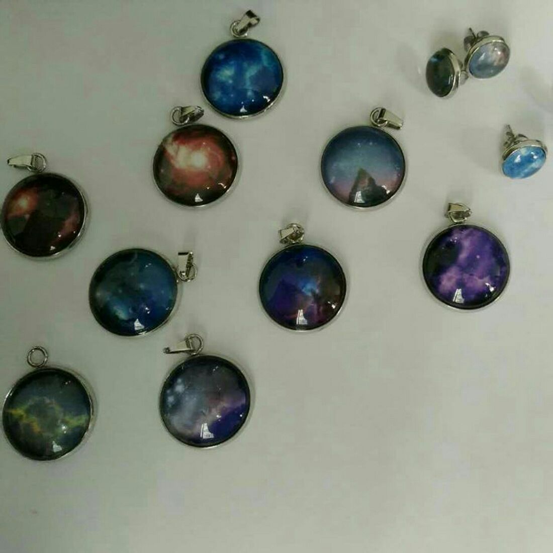 Stardust universe glass time gem Christmas sky luminous stainless steel pendant necklace