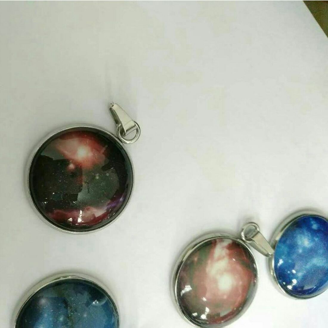 Stardust universe glass time gem Christmas sky luminous stainless steel pendant necklace