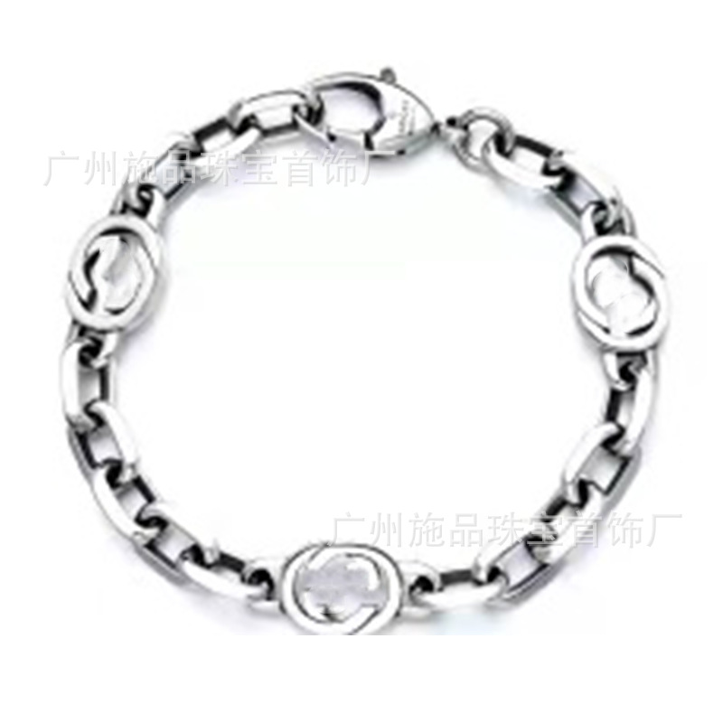 Gujia S925 Silver Bracelet Vintage Distressed Men and Women Couple Double G Skull Elf Bracelet Pattern Carved Bracelet Gujia S925 Silver Bracelet Vintage Distressed Men and Women Couple Double G Skull Elf Bracelet Pattern Carved Bracelet