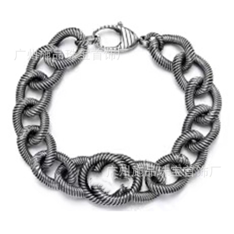 Gujia S925 Silver Bracelet Vintage Distressed Men and Women Couple Double G Skull Elf Bracelet Pattern Carved Bracelet Gujia S925 Silver Bracelet Vintage Distressed Men and Women Couple Double G Skull Elf Bracelet Pattern Carved Bracelet