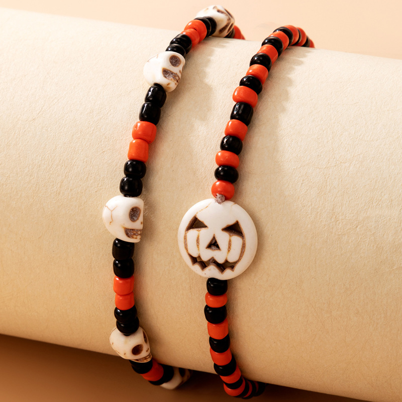 Amazon Cross-Border 2021 New Bracelet Halloween Skull Color Bead Elastic String Personalized Bracelet Amazon Cross-Border 2021 New Bracelet Halloween Skull Color Bead Elastic String Personalized Bracelet