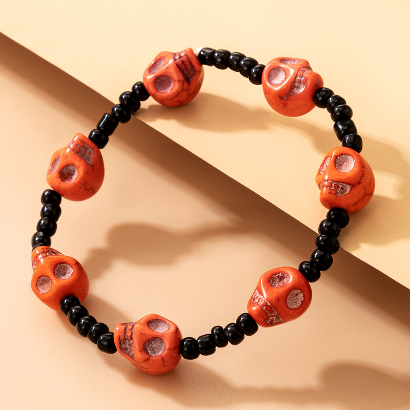 Amazon Cross-Border 2021 New Bracelet Halloween Skull Color Bead Elastic String Personalized Bracelet Amazon Cross-Border 2021 New Bracelet Halloween Skull Color Bead Elastic String Personalized Bracelet