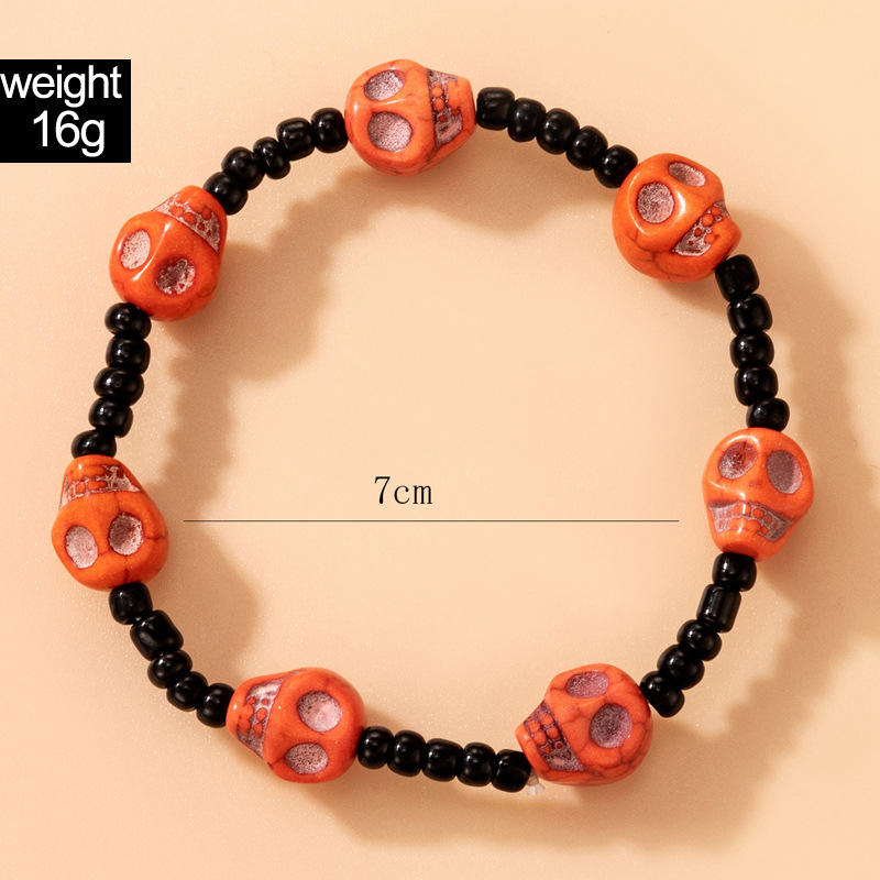 Amazon Cross-Border 2021 New Bracelet Halloween Skull Color Bead Elastic String Personalized Bracelet Amazon Cross-Border 2021 New Bracelet Halloween Skull Color Bead Elastic String Personalized Bracelet