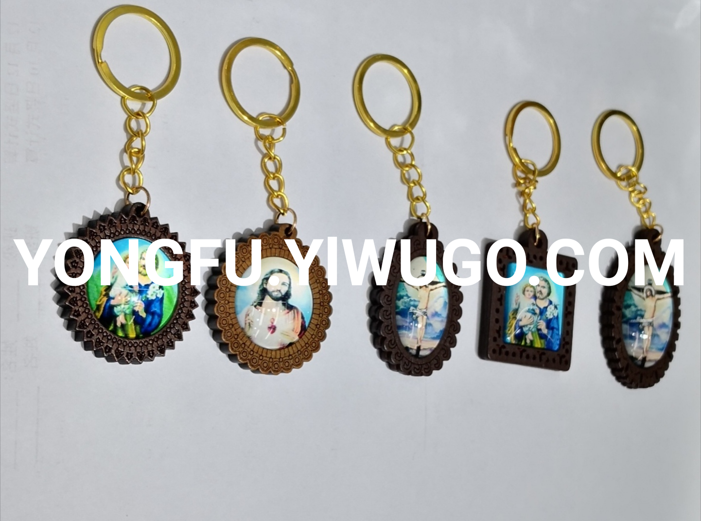 Time gem key chain wooden base religious key chain
