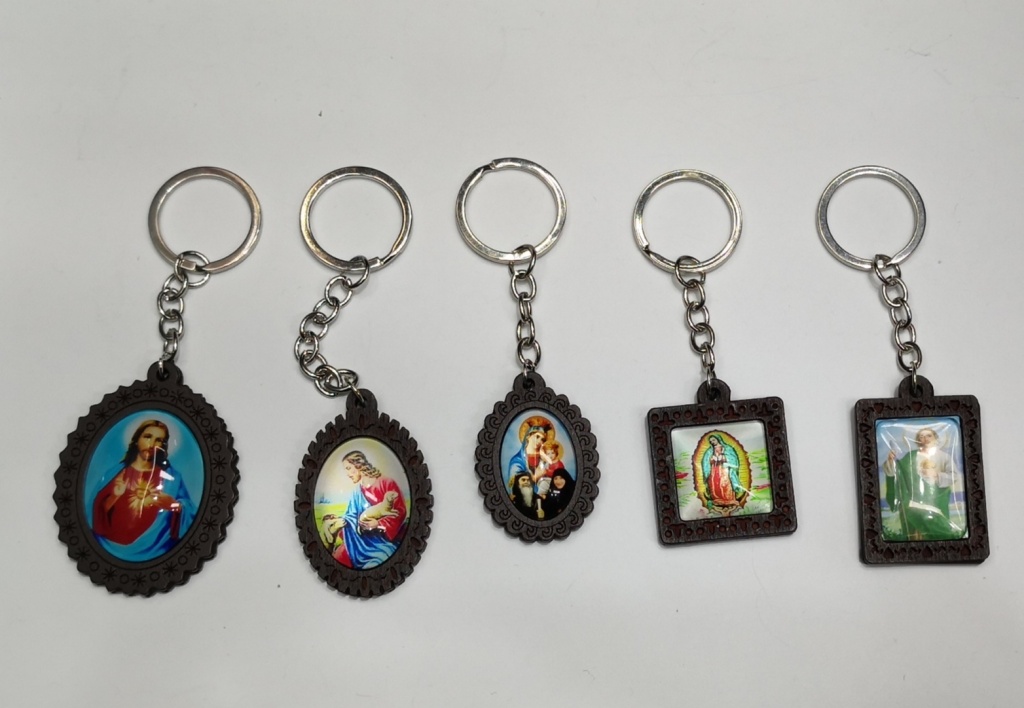 Time gem key chain wooden base religious key chain