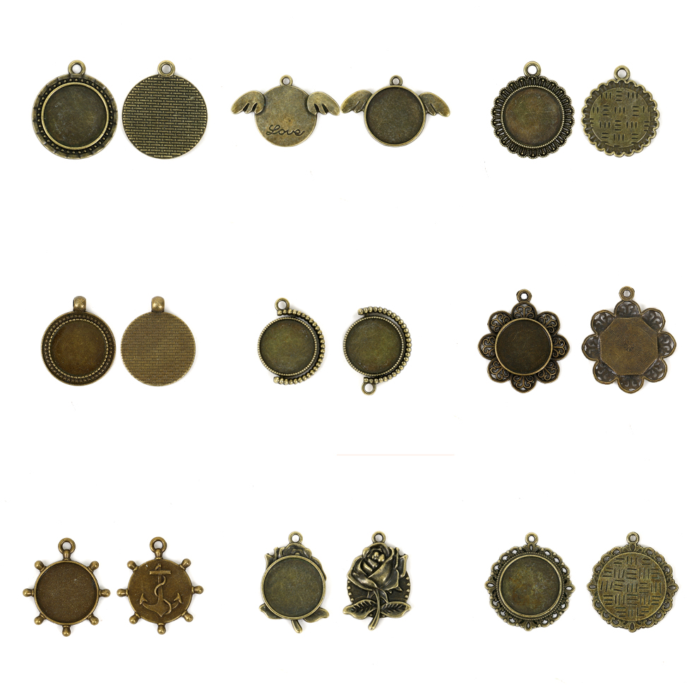 Retro Environmentally Friendly Zinc Alloy Base Support DIY Time Gem Cabochon Necklace Keychain Accessory Alloy Accessories with Various Styles