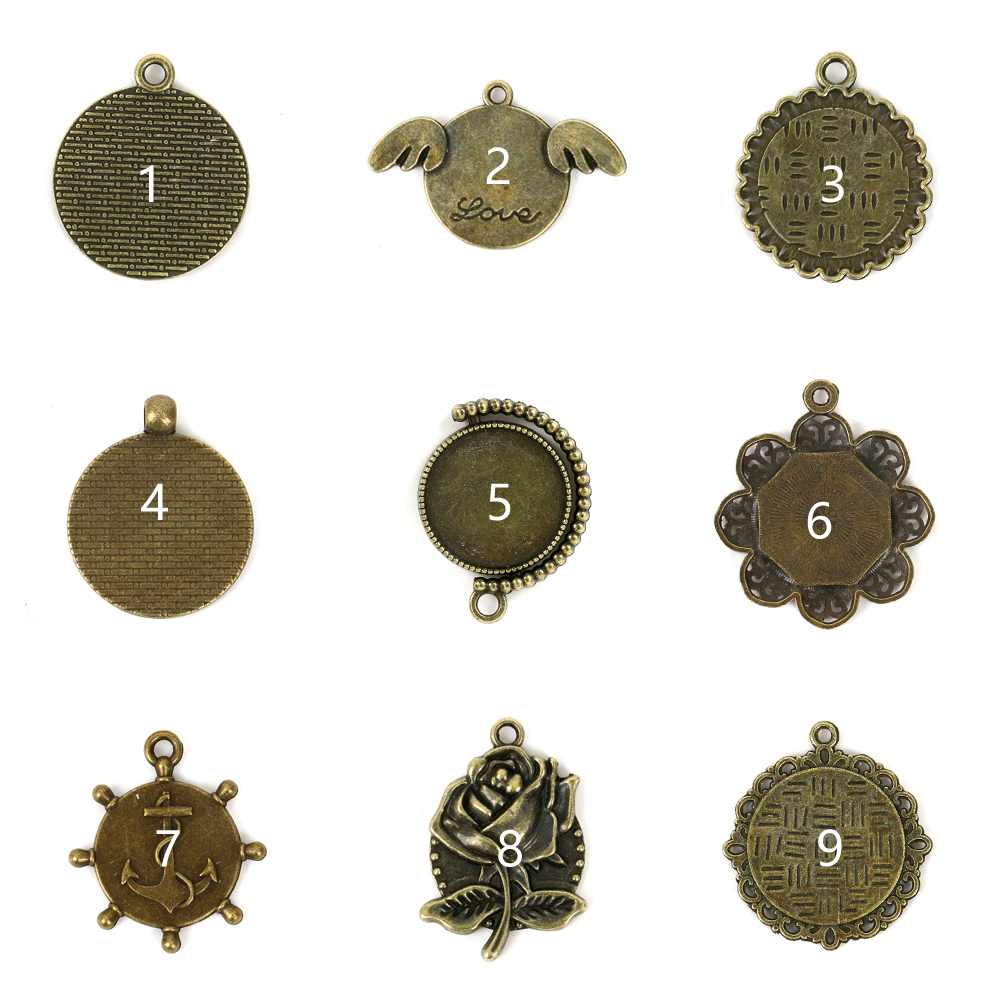 Retro Environmentally Friendly Zinc Alloy Base Support DIY Time Gem Cabochon Necklace Keychain Accessory Alloy Accessories with Various Styles