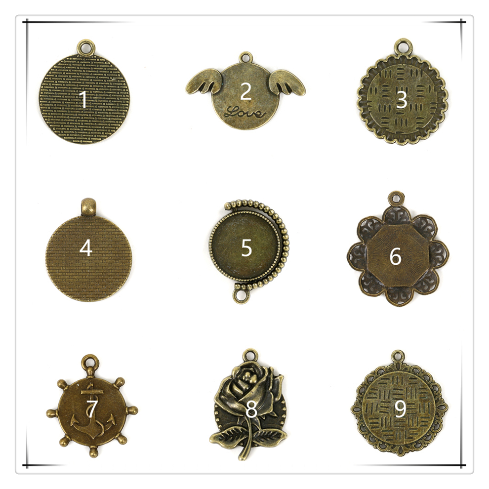 Retro Environmentally Friendly Zinc Alloy Base Support DIY Time Gem Cabochon Necklace Keychain Accessory Alloy Accessories with Various Styles