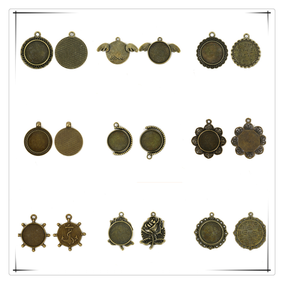 Retro Environmentally Friendly Zinc Alloy Base Support DIY Time Gem Cabochon Necklace Keychain Accessory Alloy Accessories with Various Styles