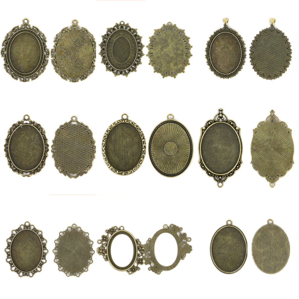 2021 Foreign Trade New Retro Environmentally Friendly Zinc Alloy Base Support DIY Time Gem Cabochon Necklace Keychain Accessory Accessories