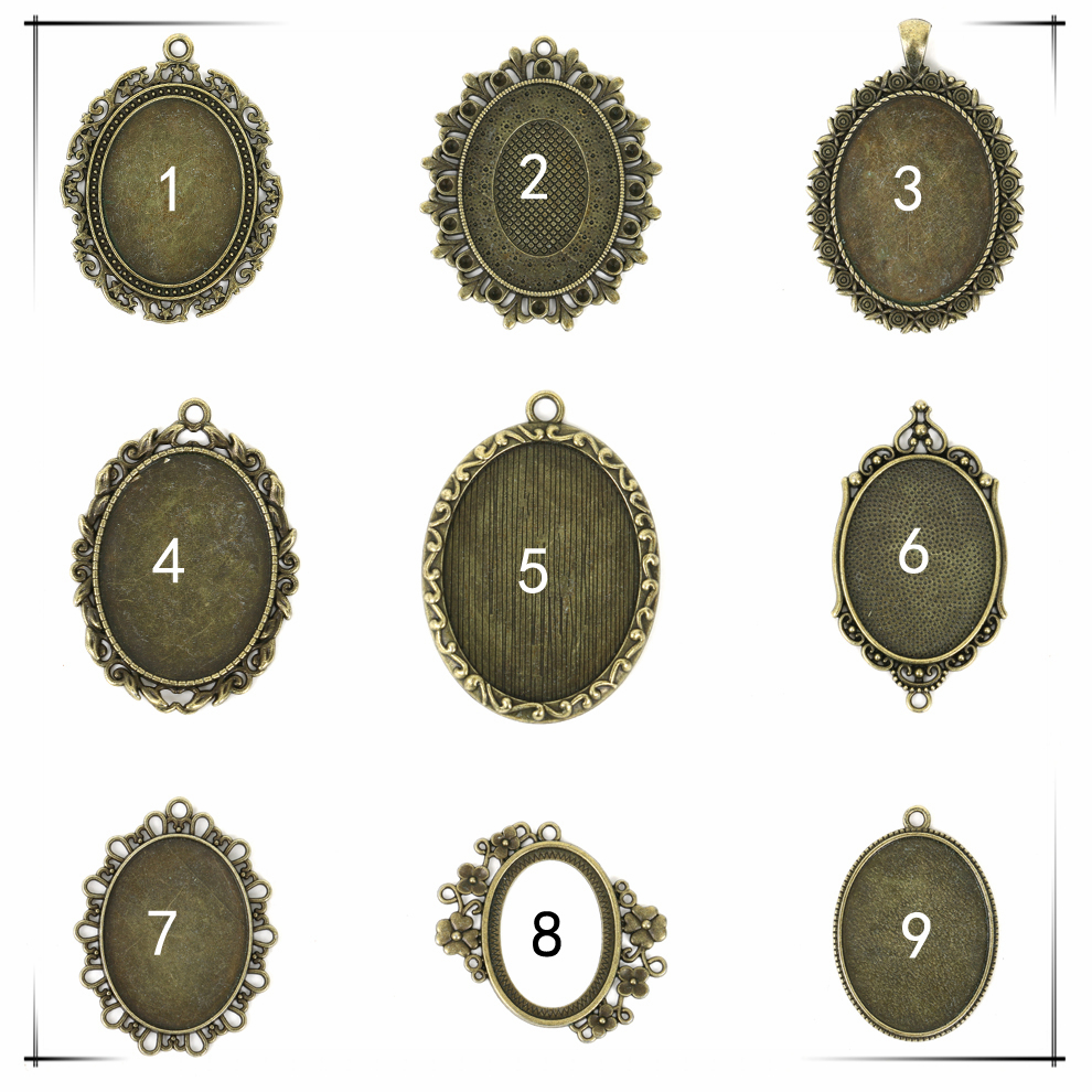 2021 Foreign Trade New Retro Environmentally Friendly Zinc Alloy Base Support DIY Time Gem Cabochon Necklace Keychain Accessory Accessories