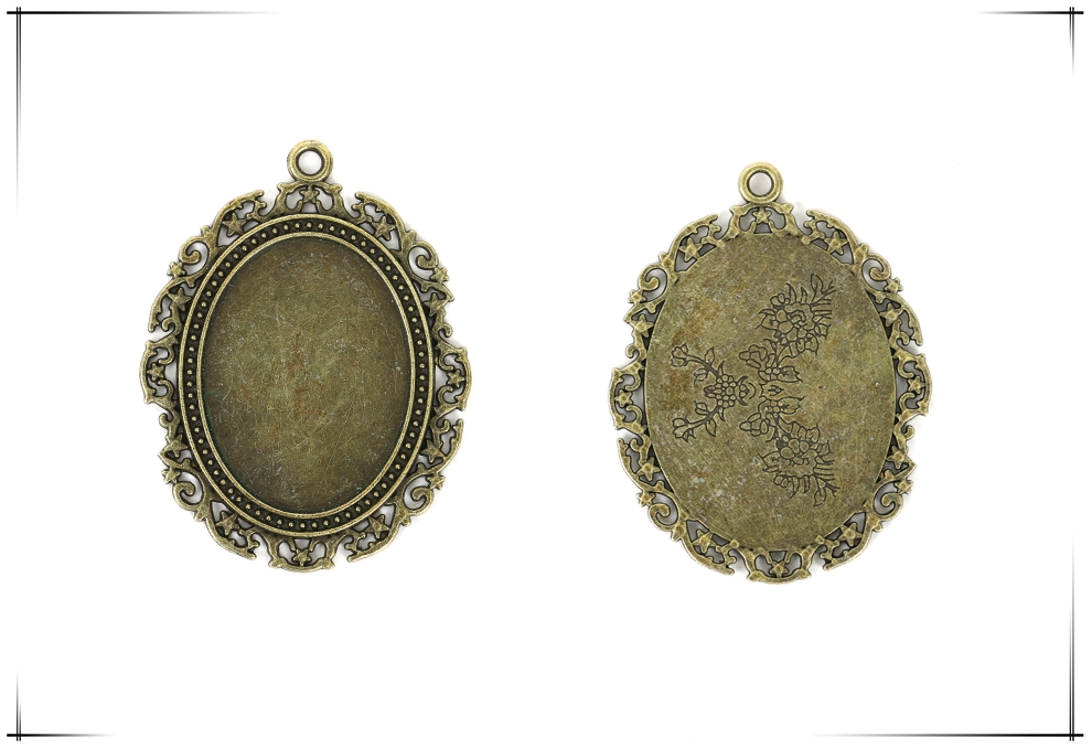 2021 Foreign Trade New Retro Environmentally Friendly Zinc Alloy Base Support DIY Time Gem Cabochon Necklace Keychain Accessory Accessories