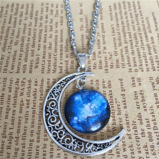 European And American Foreign Trade EBay AliExpress Starry Sky Moon Time Gem Cabochon Necklace Factory Direct Sales European And American Foreign Trade EBay AliExpress Starry Sky Moon Time Gem Cabochon Necklace Factory Direct Sales
