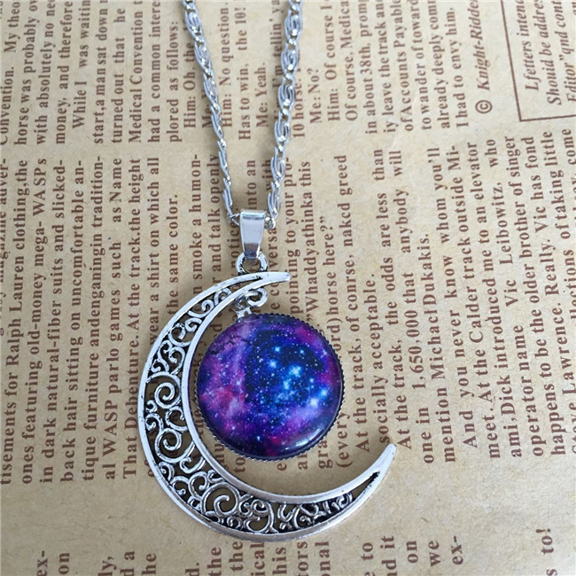 European And American Foreign Trade EBay AliExpress Starry Sky Moon Time Gem Cabochon Necklace Factory Direct Sales European And American Foreign Trade EBay AliExpress Starry Sky Moon Time Gem Cabochon Necklace Factory Direct Sales