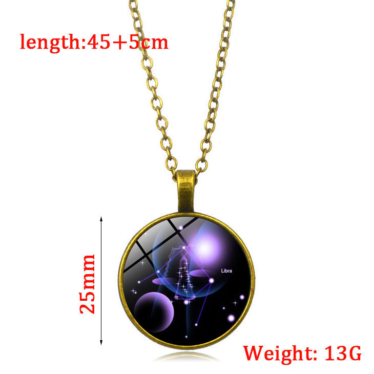 Zodiac luminous time gem luminous necklace new European and American pendant sweater chain