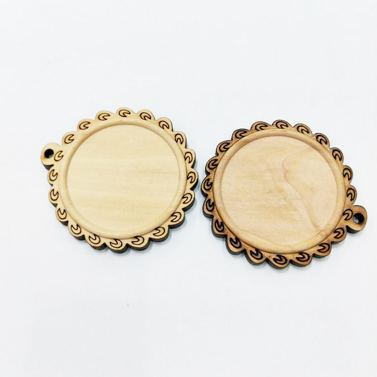 30mm round time gem base support wooden necklace pendant pendant DIY key ring jewelry accessories