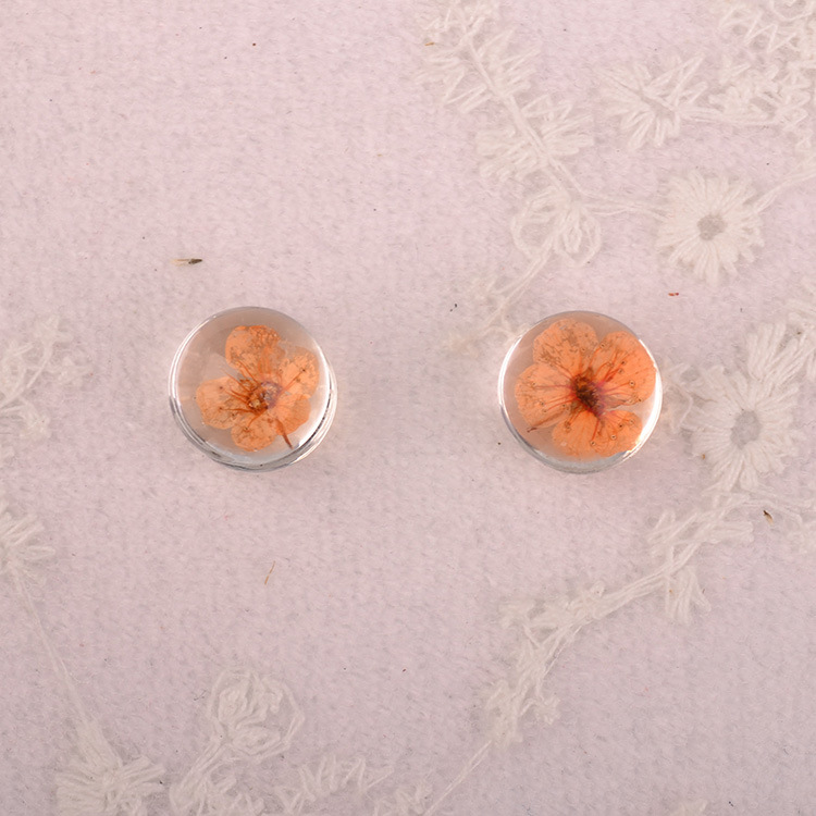 DIY real flower ornaments pendant accessories necklace bracelet time gem hemisphere daffodil peach earrings 12 #