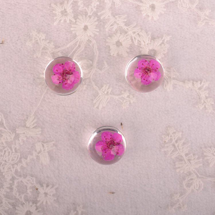 DIY real flower ornaments pendant accessories necklace bracelet time gem hemisphere daffodil peach earrings 12 #