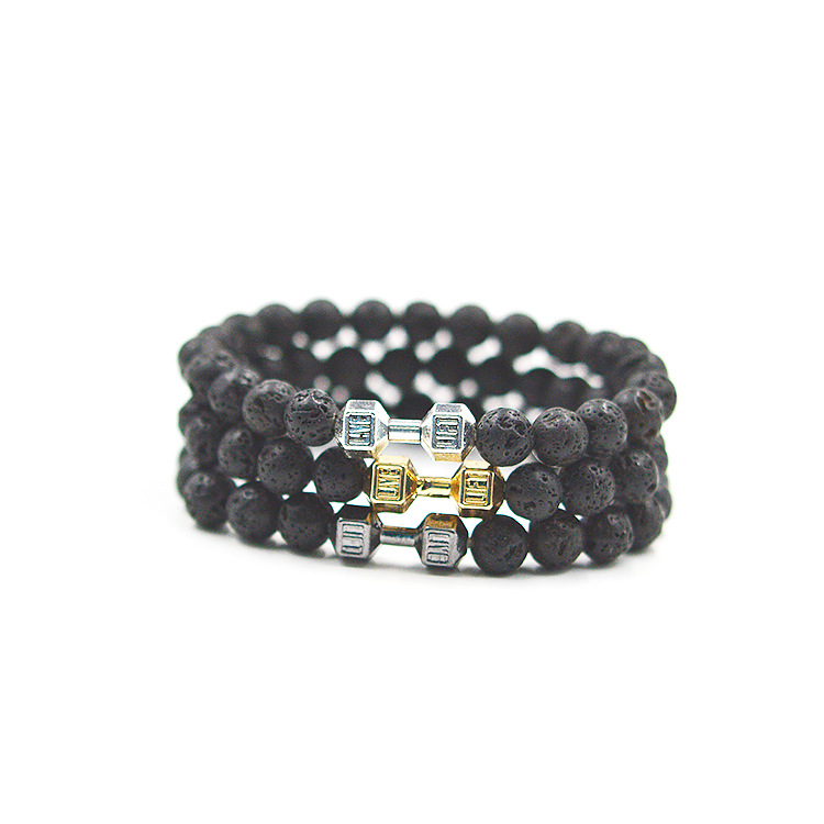 Creative Ornament Ethnic Style Volcanic Rock Elastic Bracelet Dumbbell Fitness Bracelet EBay Hot Sale Wholesale