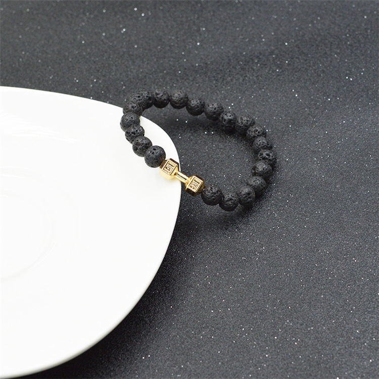 Creative Ornament Ethnic Style Volcanic Rock Elastic Bracelet Dumbbell Fitness Bracelet EBay Hot Sale Wholesale Creative Ornament Ethnic Style Volcanic Rock Elastic Bracelet Dumbbell Fitness Bracelet EBay Hot Sale Wholesale