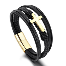 Cross-Border Hot Original European and American Style Jewelry Fashion Leather Rope Hand Weaving Bracelet Men's Bracelet Ethnic Style Jewelry