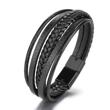 Cross-Border Hot Original European and American Style Jewelry Fashion Leather Rope Hand Weaving Bracelet Men's Bracelet Ethnic Style Jewelry