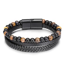 Cross-Border Hot Original European and American Style Jewelry Fashion Leather Rope Hand Weaving Bracelet Men's Bracelet Ethnic Style Jewelry