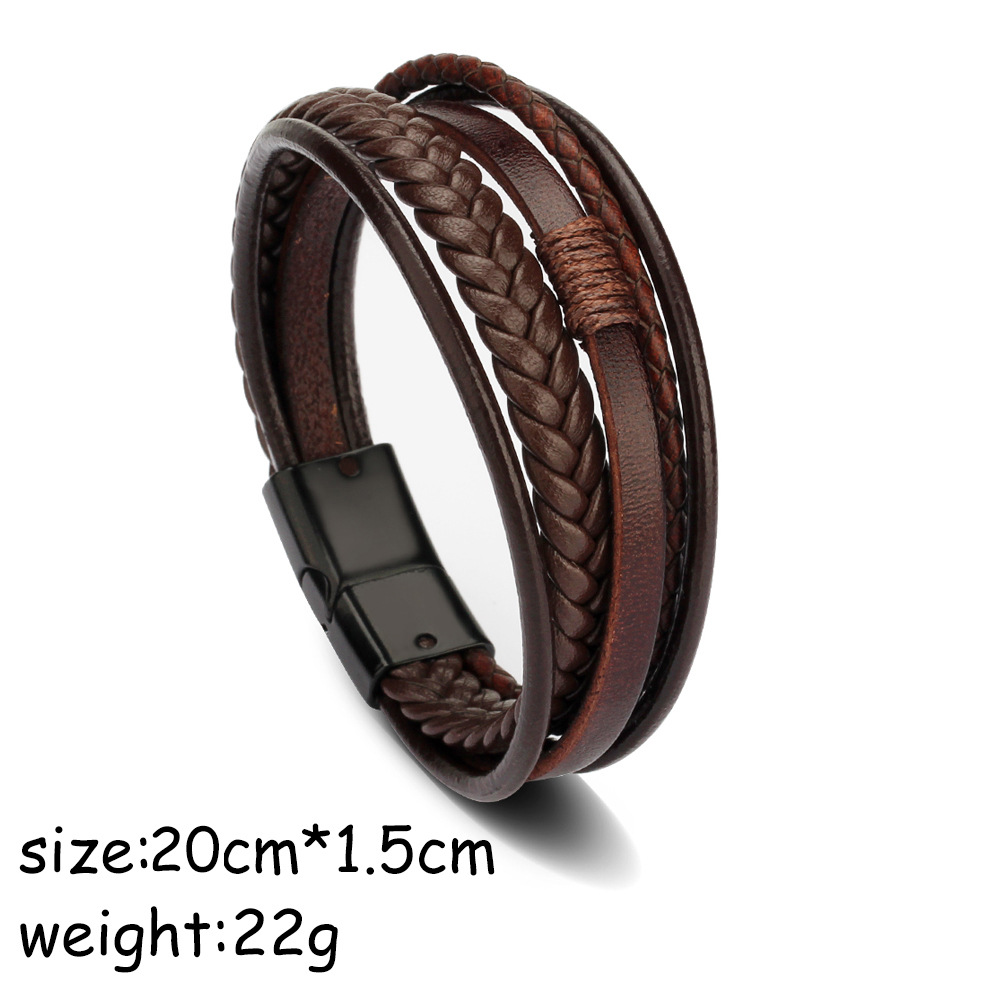 Cross-Border Hot Original European and American Style Jewelry Fashion Leather Rope Hand Weaving Bracelet Men's Bracelet Ethnic Style Jewelry