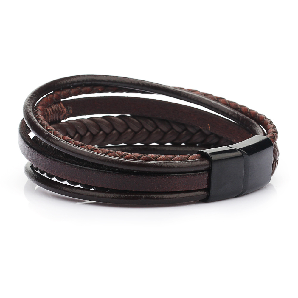 Cross-Border Hot Original European and American Style Jewelry Fashion Leather Rope Hand Weaving Bracelet Men's Bracelet Ethnic Style Jewelry