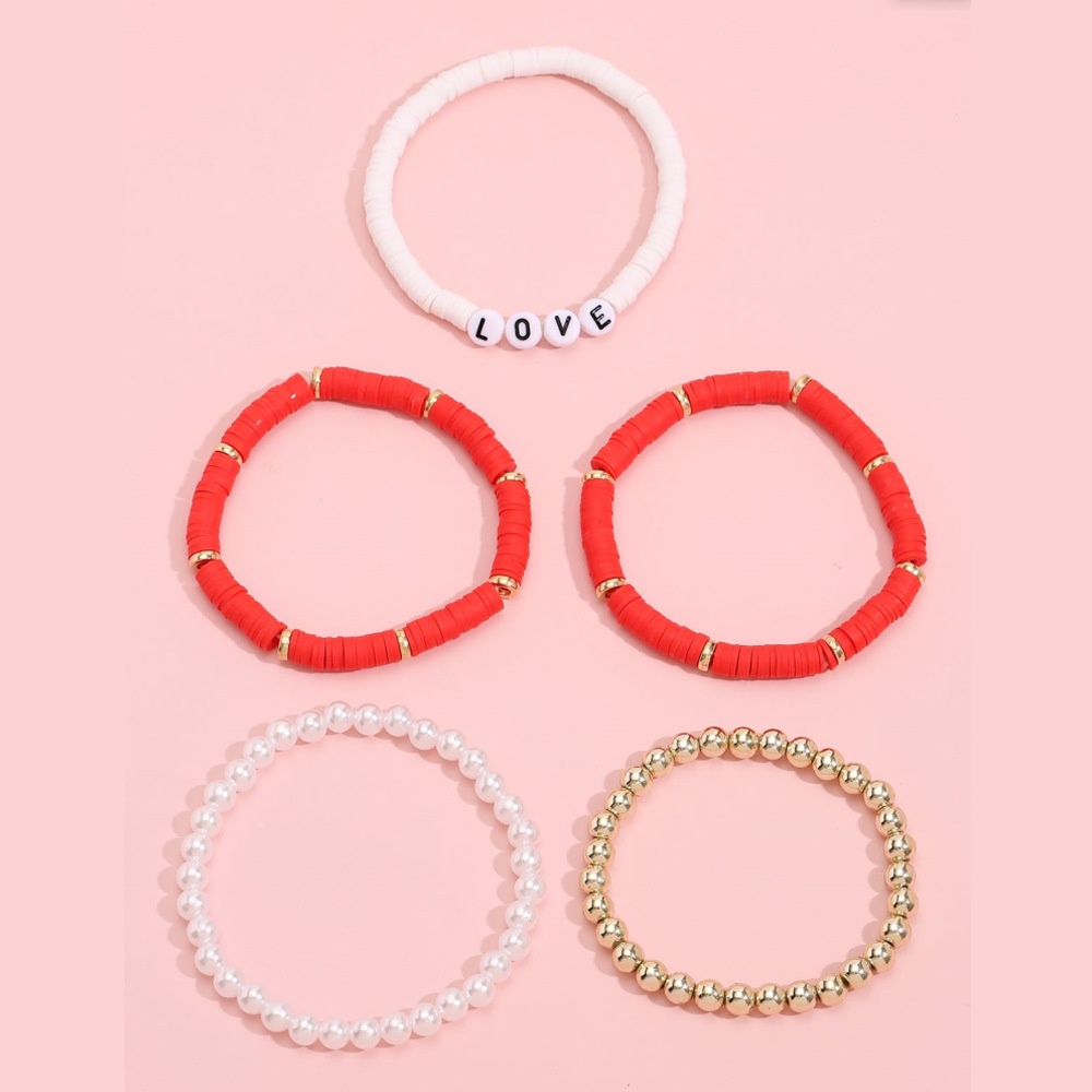 Ethnic Style Bohemian Bracelet Colorful Polymer Clay Retro Temperament Pearl Polymer Clay Bracelet Bracelet Love5 Set