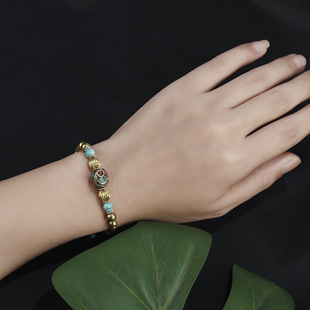 New Ethnic Style Jewelry Nepal Beads Turquoise Bracelet Cross-Border Retro Fashion Minimalism Hand Weaving Bracelet
