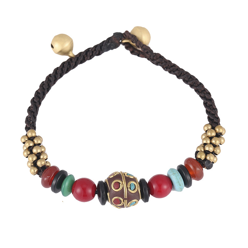 New Ethnic Style Jewelry Nepal Beads Turquoise Bracelet Cross-Border Retro Fashion Minimalism Hand Weaving Bracelet