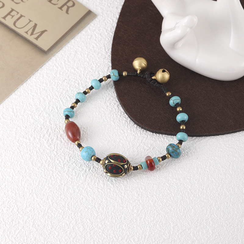 New Ethnic Style Jewelry Nepal Beads Turquoise Bracelet Cross-Border Retro Fashion Minimalism Hand Weaving Bracelet