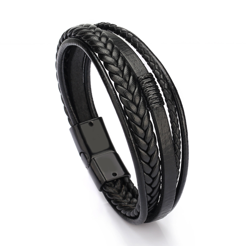 Cross-Border E-Commerce Original European And American Style Jewelry Fashion Leather Rope Hand Weaving Bracelet Men &#039;S Bracelet Ethnic Style Jewelry