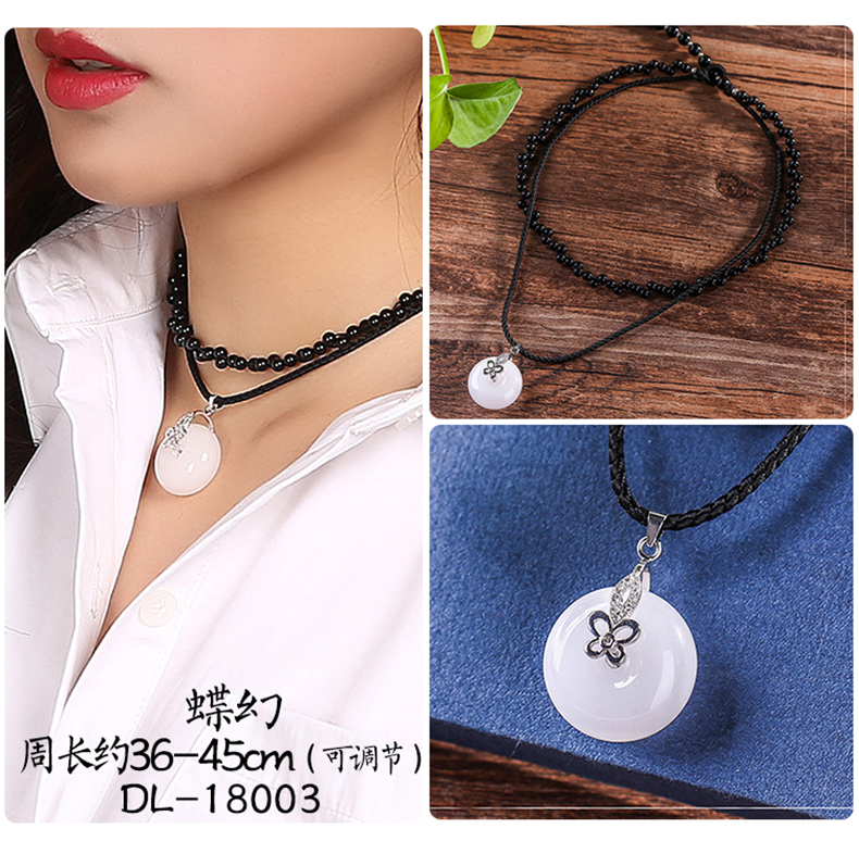 Ethnic Style Flower Shell Patch Necklace Black Agate Red Shell Pearls Retro Temperament Wild Super Fairy Clavicle Chain Necklace for Women
