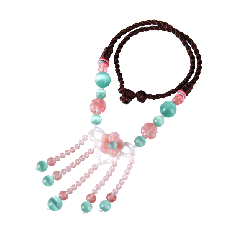 Ethnic Style Flower Shell Patch Necklace Black Agate Red Shell Pearls Retro Temperament Wild Super Fairy Clavicle Chain Necklace for Women
