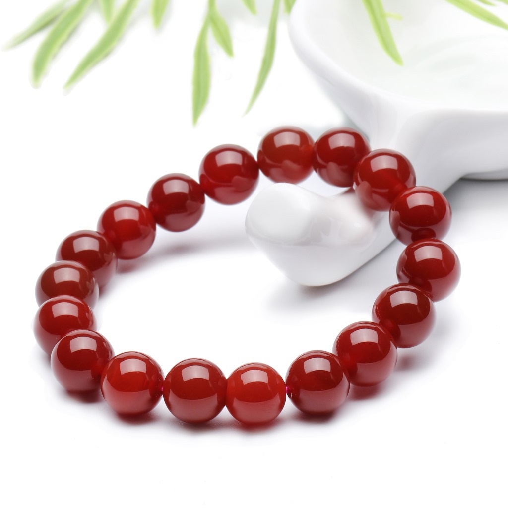 Natural Red Agate Bracelet Girl Couple Fashion Ornament Black Red Crystal Gem Birth Year Bracelet Bracelet Men